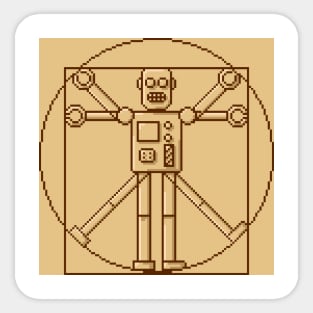 Vitruvian Pixel Robot Sticker